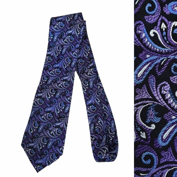 Van Heusen Blue Purple 100% Silk Tie - Picture 1 of 5